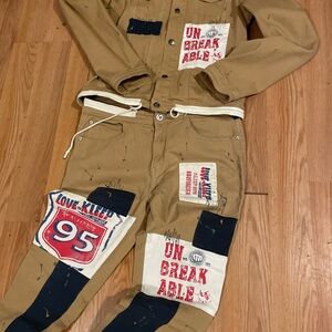 Kleep Tan Jean Suit with Patches